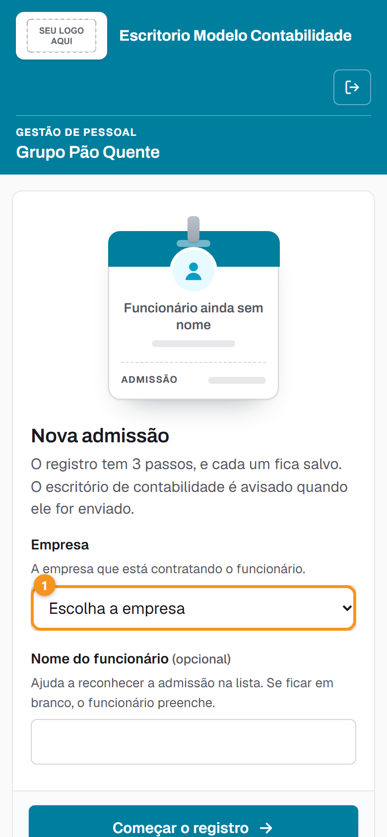 Nova admissão pelo link do grupo: a empresa vem primeiro.