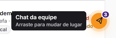 O botão do chat, no canto da tela, com o número de mensagens não lidas.