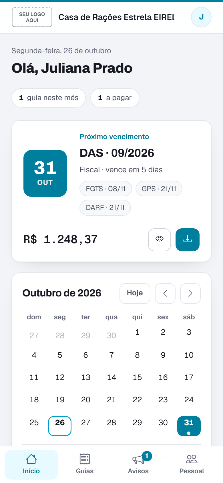 O portal no celular.